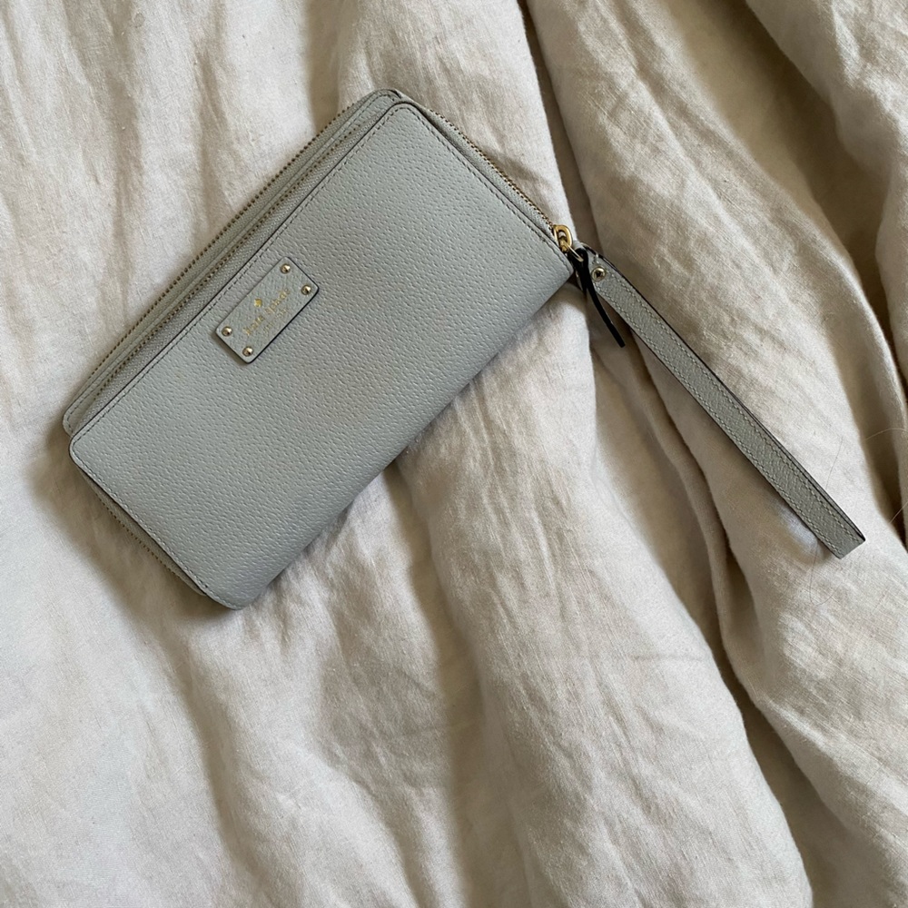 KATESPADE large two zip wallet light gray